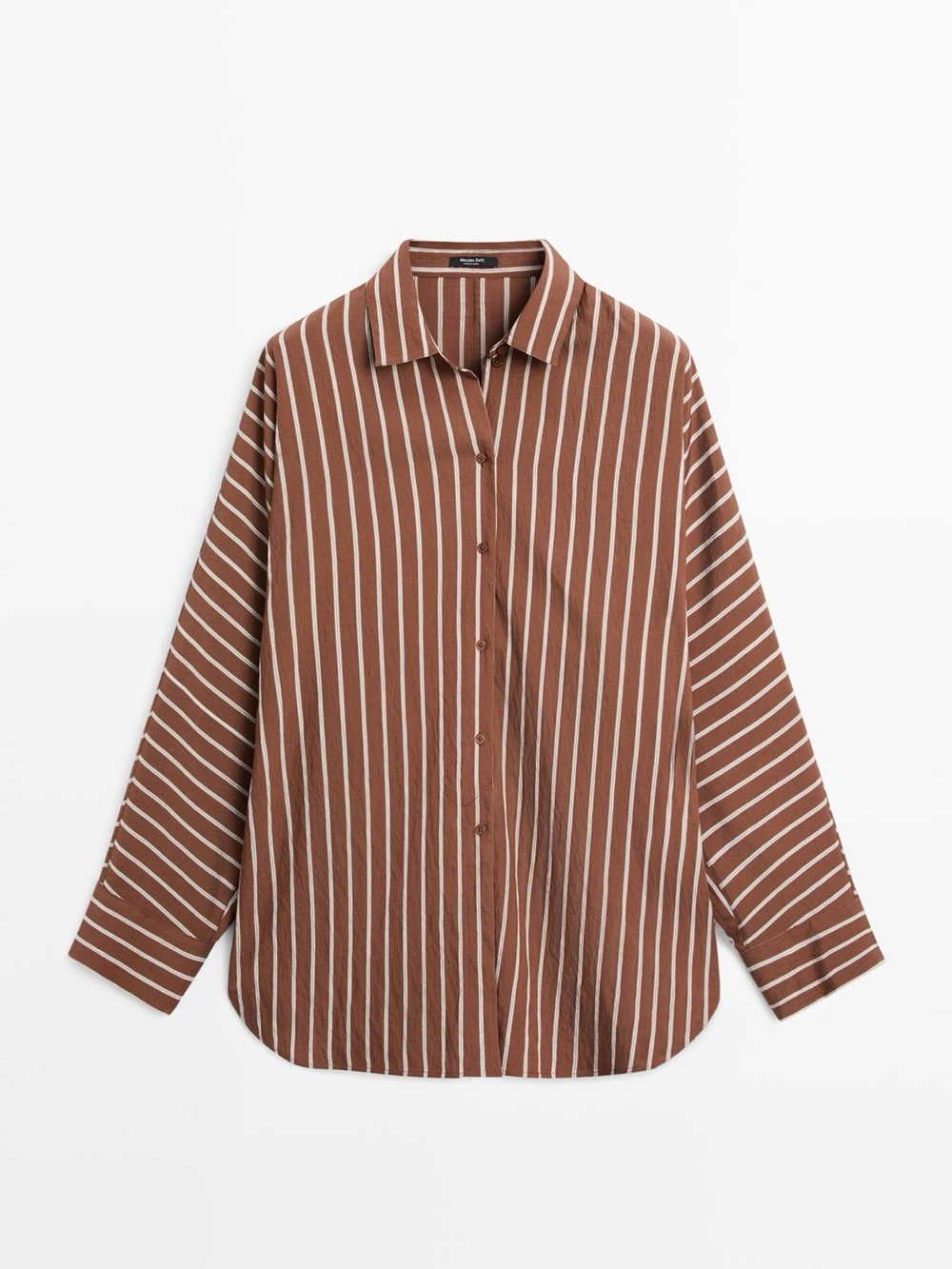 Massimo Dutti Brown and White Striped Button-Up Blouse Size Small - Picture 5 of 16